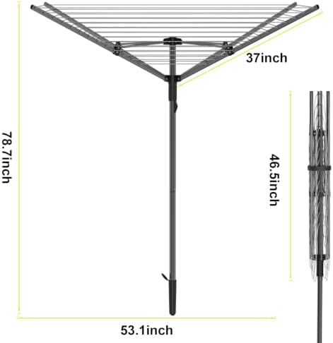 BAKON Heavy Duty Clothesline Outdoor, 40M Rotary Adjustable Tension Umbrella - Image 7