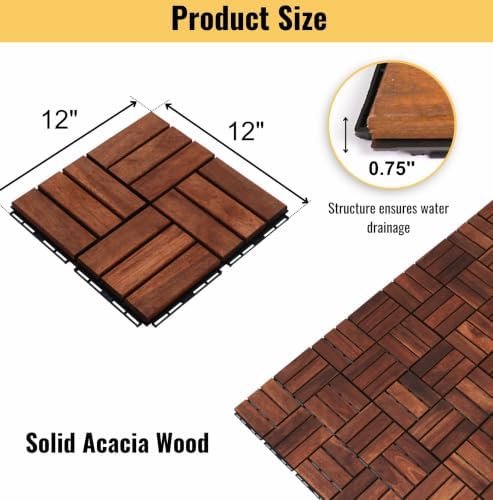 Acacia Wood Interlocking Deck Tiles - Image 2