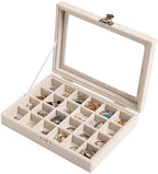 Frebeauty 24 Grid Earring Organizer, Small Velvet Jewelry Tray by Frebeauty