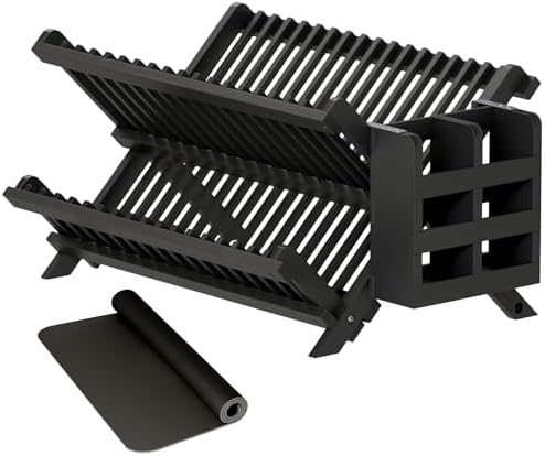 Greenual Black Bamboo Dish Drying Rack by Greenual