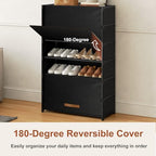 7 Tier Shoe Cabinet with Door, 28-Pair Storage - Image 6