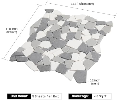 Grey Pebble Mosaic Tile, 5 Sheets - Image 2