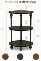 Round Small End Table with Classic Turned Legs, 3 Tier Oval Accent Table - Image 2