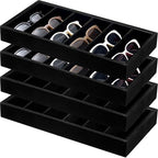 Juexica 4 Pcs Velvet Sunglass Trays 6 Grids Sunglasses Organizer by Juexica