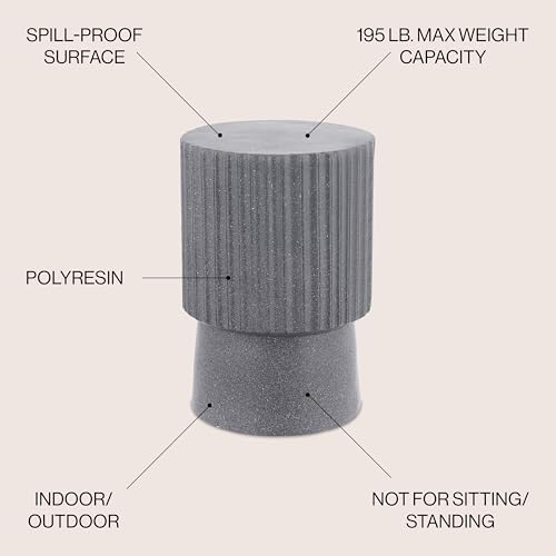 JONATHAN Y Louisa Outdoor Accent Table 19" Fluted Polyresin - Image 3