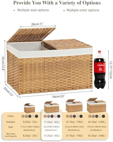 SETVSON Storage Basket with Lid Rattan Woven Storage Baskets with 2 Separate - Image 2