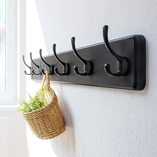 Dseap Wall Mounted Coat Rack: 24" Long, Heavy-Duty, 6-Double-Hooks Wooden - Image 4