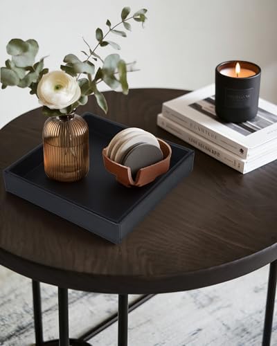 HofferRuffer Faux Leather Vanity Tray, Elegant Desktop Storage Organizer - Image 5