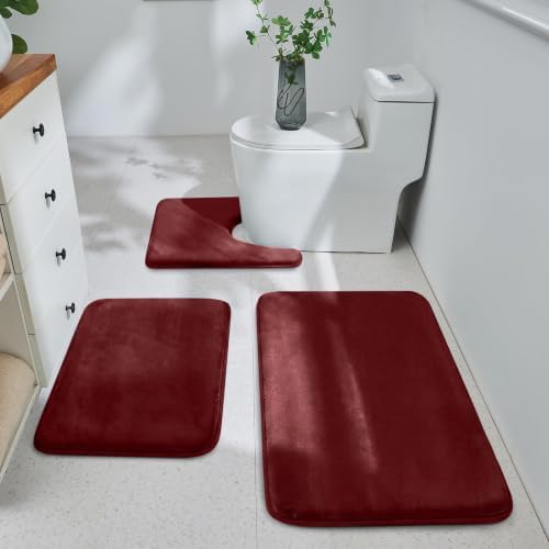 HUXMEYSON 3-Piece Memory Foam Bathroom Rug Set by HUXMEYSON