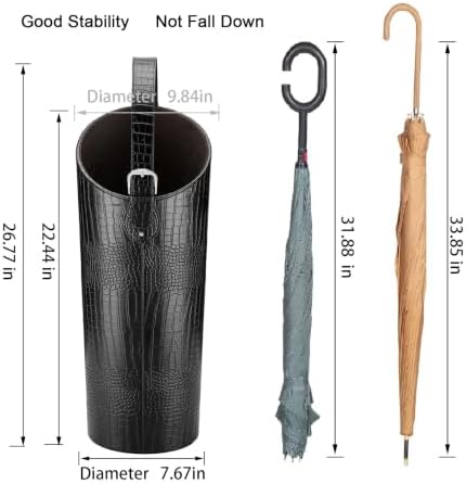 Black Faux Leather Umbrella Stand Holder Entryway Indoor，Modern Umbrella Bucket - Image 3