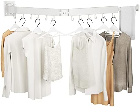 Kelisiting Foldable Clothes Drying Rack, 2 Fold Laundry Drying Rack Wall Mount by Kelisiting