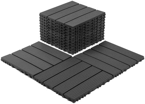 44 Pack Interlocking Deck Tiles, All-Weather Outdoor Deck Tiles by Unknown