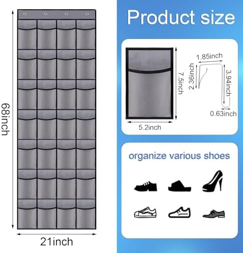28 Mesh Pockets Hanging Over the Door Shoe Organizer - Image 2