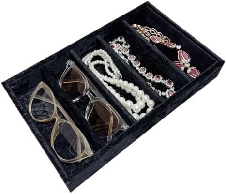 AgentMoon 5-Compartment Velvet Organizer Tray, Embossed Black by AgentMoon