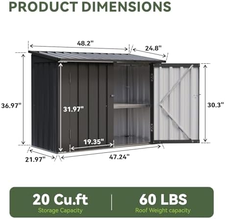 Aoxun Outdoor Storage Cabinet 20Cu.Ft Metal Storage Shed - Image 2