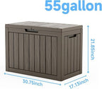 55 Gal Outdoor Storage Box Waterproof Lockable Deck Box Grey - Image 2