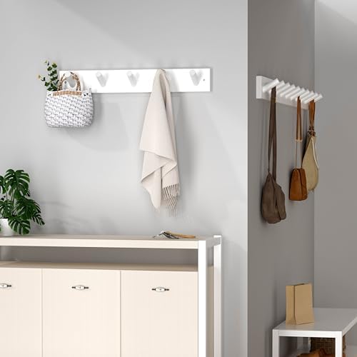 SKOLOO Coat Rack Wall Mount 17 inch, 5 Hooks, Shaker Style - Image 3