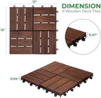 Interlocking Deck Tiles 12"x12"x0.94'' FSC Acacia Hardwood Dark Brown Patio - Image 3