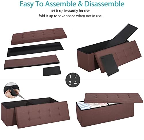 SUPER DEAL 43 Inches Foldable Storage Ottoman Bench - Image 7