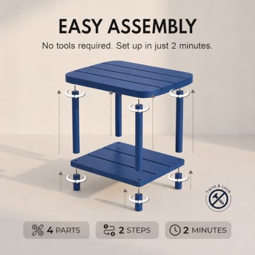 PASAMIC Outdoor Side Table, 2-Tier Oval Patio Table - Image 4