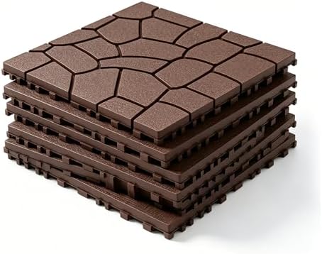 Interlocking Deck Tiles Outdoor Waterproof 44 Pack, Plastic Snap Together Patio by YumiMuasy