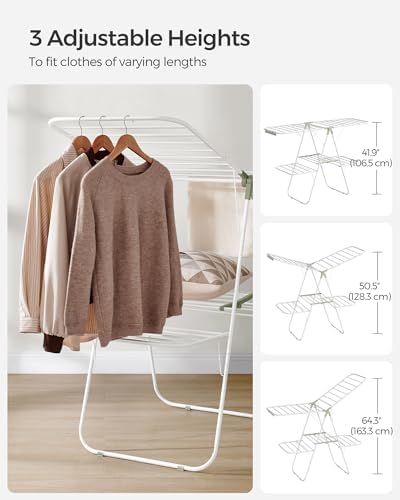 SONGMICS Clothes Drying Rack, Foldable 2-Level Stee Laundry Drying Rack - Image 5