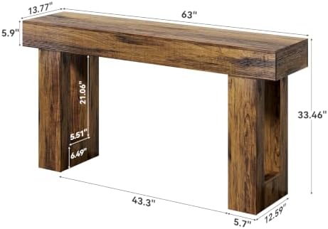 LITTLE TREE 63 Inches Long Sofa Table, Industrial Console Table - Image 2