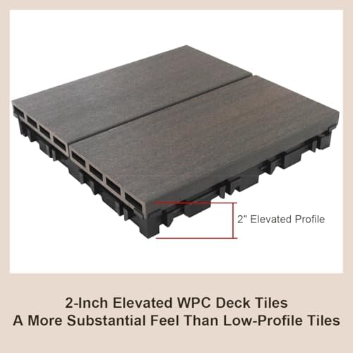 JJWOOD 2-Inch Thick Interlocking Deck Tiles, Water-Resistant Outdoor Floor Tiles - Image 3