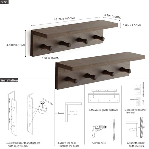 Entrance Coat Rack ，Coat Hooks, Wall-Mounted Wooden Hook Rack, Wall-Mounted - Image 3