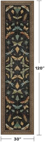 Black Insect 2'6"x10' Washable Extra Long Runner Rugs - Image 2