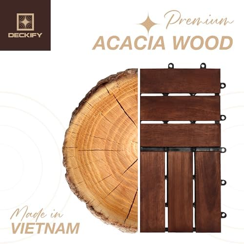 Acacia Wood Interlocking Deck Tiles Outdoor Flooring - Image 6