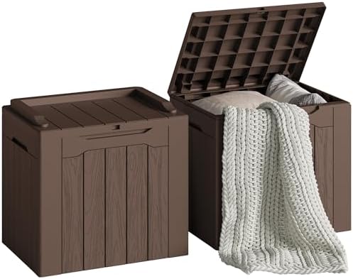 Devoko 30 Gallon Resin Deck Box 2 Pack Outdoor Indoor Waterproof Storage Box by DEVOKO