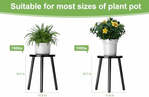 Wood Plant Stands Indoor, 16.7" Tall Plant Stand Outdoor Mid-Century Plant Stool - Image 5