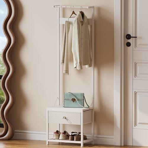 LUMTOK Hall Tree with Shoes Bench Storage, Small Coat Rack with Drawers by LUMTOK