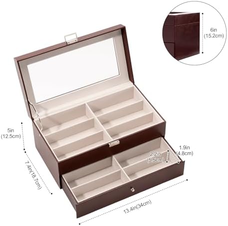 ProCase 12 Slots Sunglasses Organizer, 2 Layer Sunglass Case, Leather Eyeglass - Image 5