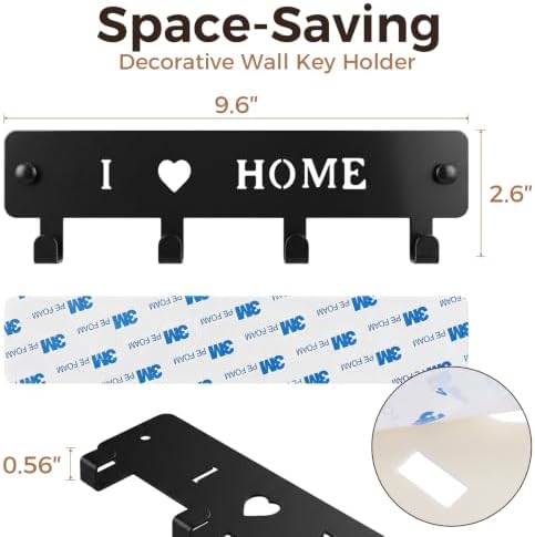 4-Hook Metal Key Holder Wall Mount - Image 2