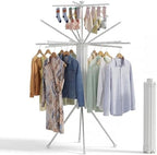 RFOUO Foldable Clothes Drying Rack Aluminum 4 Legs 16 Rods Double Layer by RFOUO