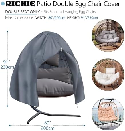 【Upgraded】RICHIE 90”x78” Patio Egg Chair Covers Waterproof & UV Resistant - Image 2