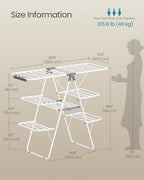 SONGMICS Clothes Drying Rack, Foldable 3-Level Laundry Rack, Free-Standing - Image 5