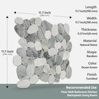 Pebble Tile, Ocean Green Sliced Pebble Stone Backspalsh Tiles, 4 Sheets - Image 2