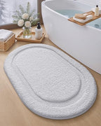 Color&Geometry Oval White Bathroom Rugs 36x24, Extra Soft Absorbent Microfiber by COLORG