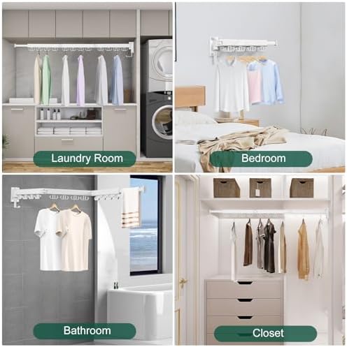 Kelisiting Wall Mounted Clothes Drying Rack, Laundry Drying Rack Wall Mount - Image 3