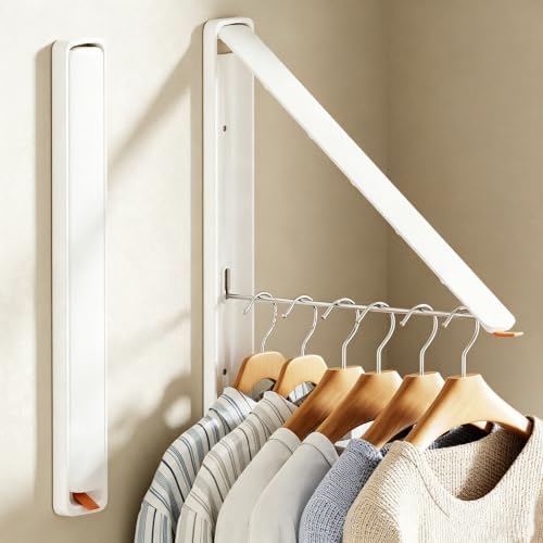 Clothes Drying Rack, Laundry Room Wall Mounted Retractable Clothes Hanger by Unknown