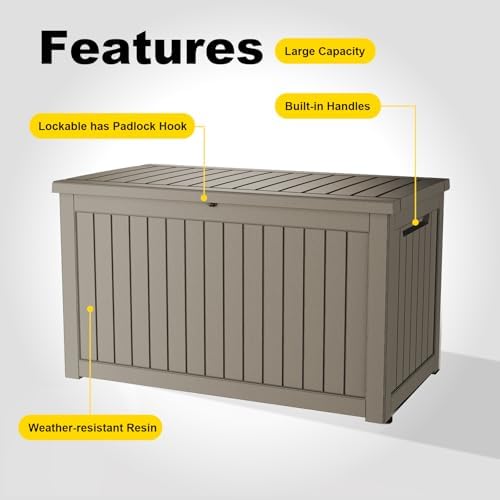 DRATO 280 Gallon Outdoor Storage Box Waterproof, Resin Large Deck Box - Image 5