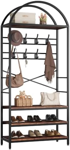Garvee Coat Rack with Shoe Storage, 16 Hooks, Entryway Organizer by Garvee