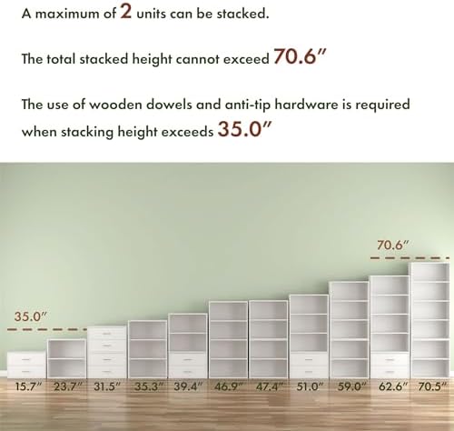 Homes: Inside + Out Apexa 4-Cube Storage Organizer Shelves, Stackable Wood - Image 3