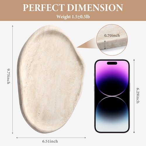 Koville Luxurious Natural Marble Vanity Tray, Cloud Shape Serving Stone Key Tray - Image 3