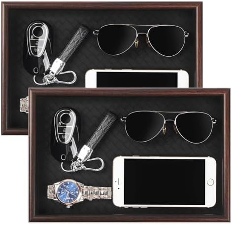 Wooden Valet Tray with Leather Base by Zosenley