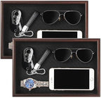 Wooden Valet Tray with Leather Base by Zosenley
