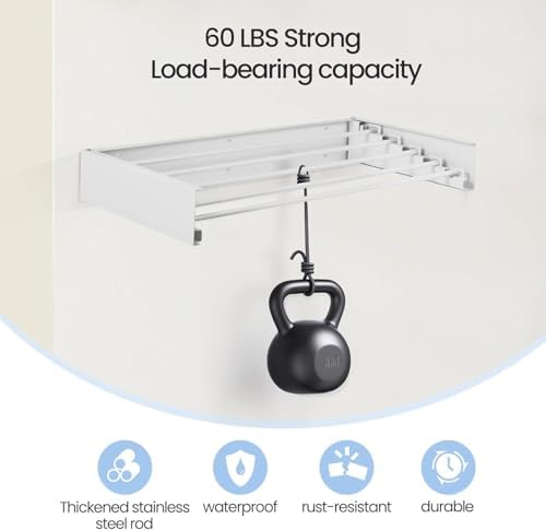 Wall Mounted Laundry Drying Rack, Space Saving Adjustable Towel Holder - Image 3